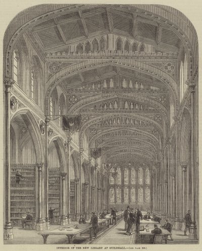 Interior of the New Library at Guildhall by Frank Watkins
